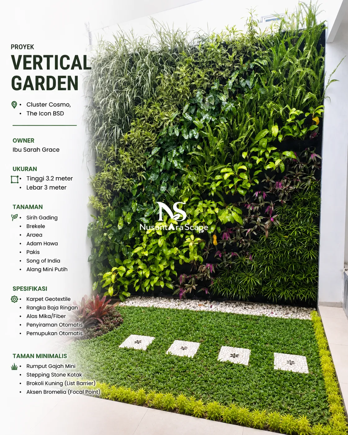 Proyek Vertical Garden Karpet Geotextile | Ibu Sarah - The Icon BSD